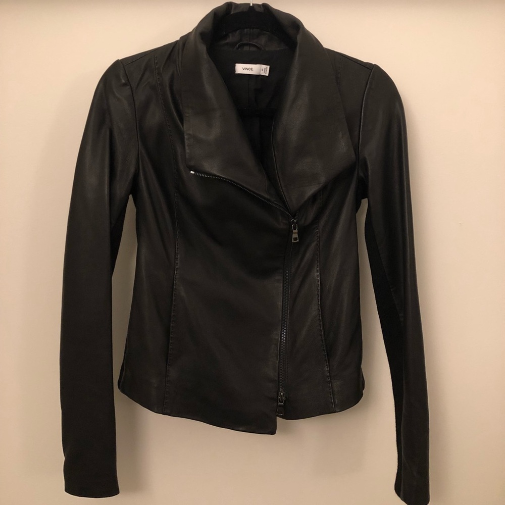Vince Black Leather Scuba Jacket — Never Worn